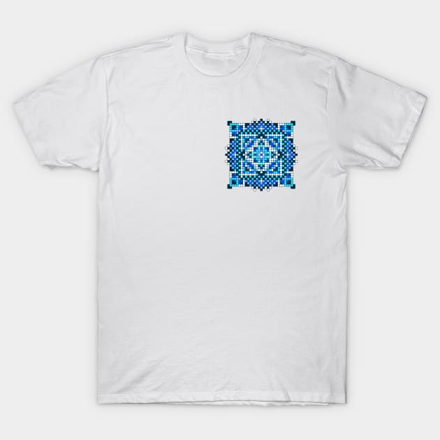 small teal pocket size pixelated mandala T-Shirt by DARNA